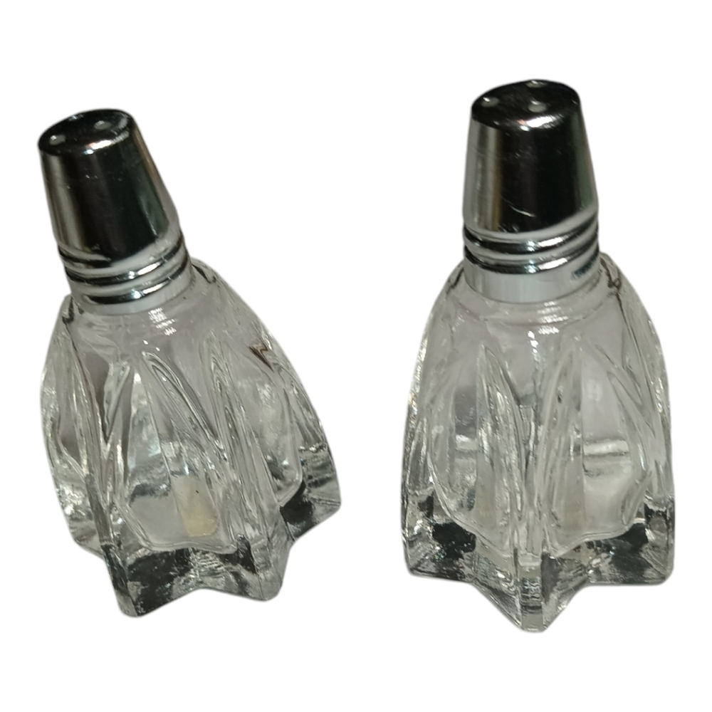 Vintage crystal salt and pepper shakers